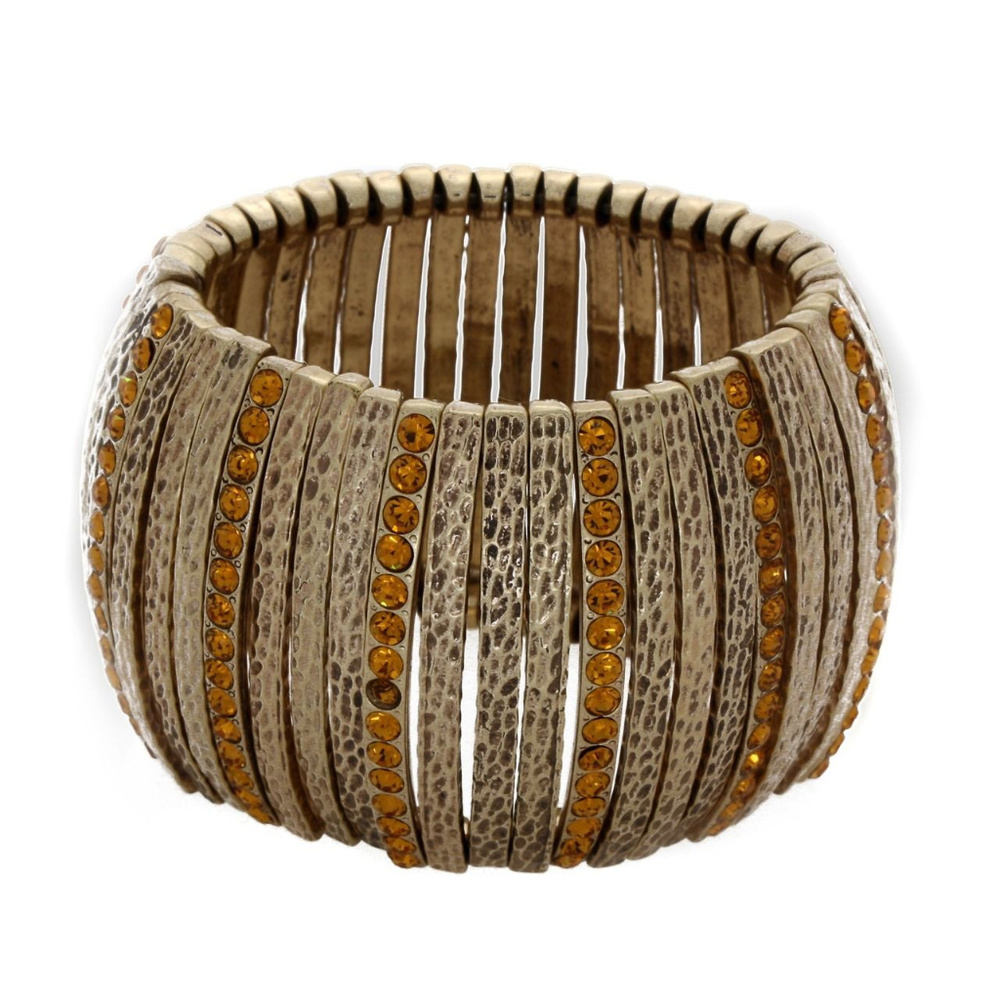 14K Yellow Gold GP Stretch Bracelet crystal